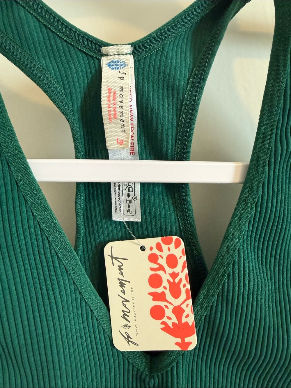 FP Movement by Free People Ribbed Racerback Crop Top - Forest Green - Picture 3 of 3